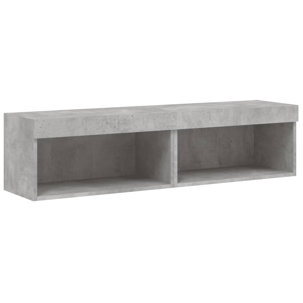 Comode TV cu lumini LED, 2 buc., gri beton, 60x30x30 cm GartenMobel Dekor