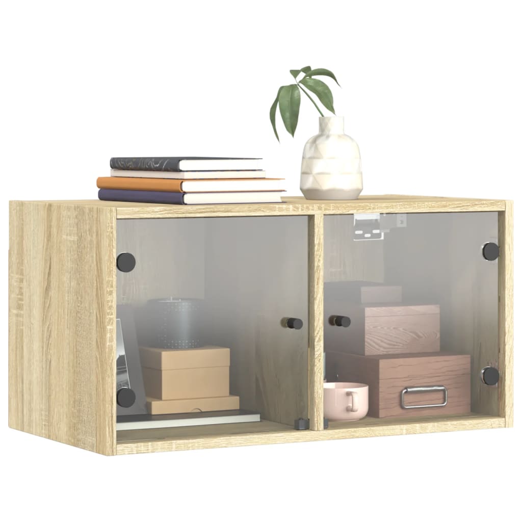 Dulapuri perete uși sticlă 2 buc. stejar sonoma 68,5x37x35 cm GartenMobel Dekor
