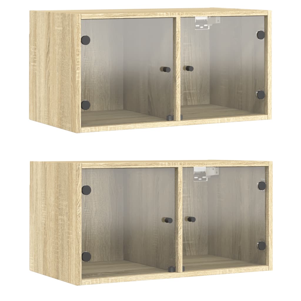Dulapuri perete uși sticlă 2 buc. stejar sonoma 68,5x37x35 cm GartenMobel Dekor