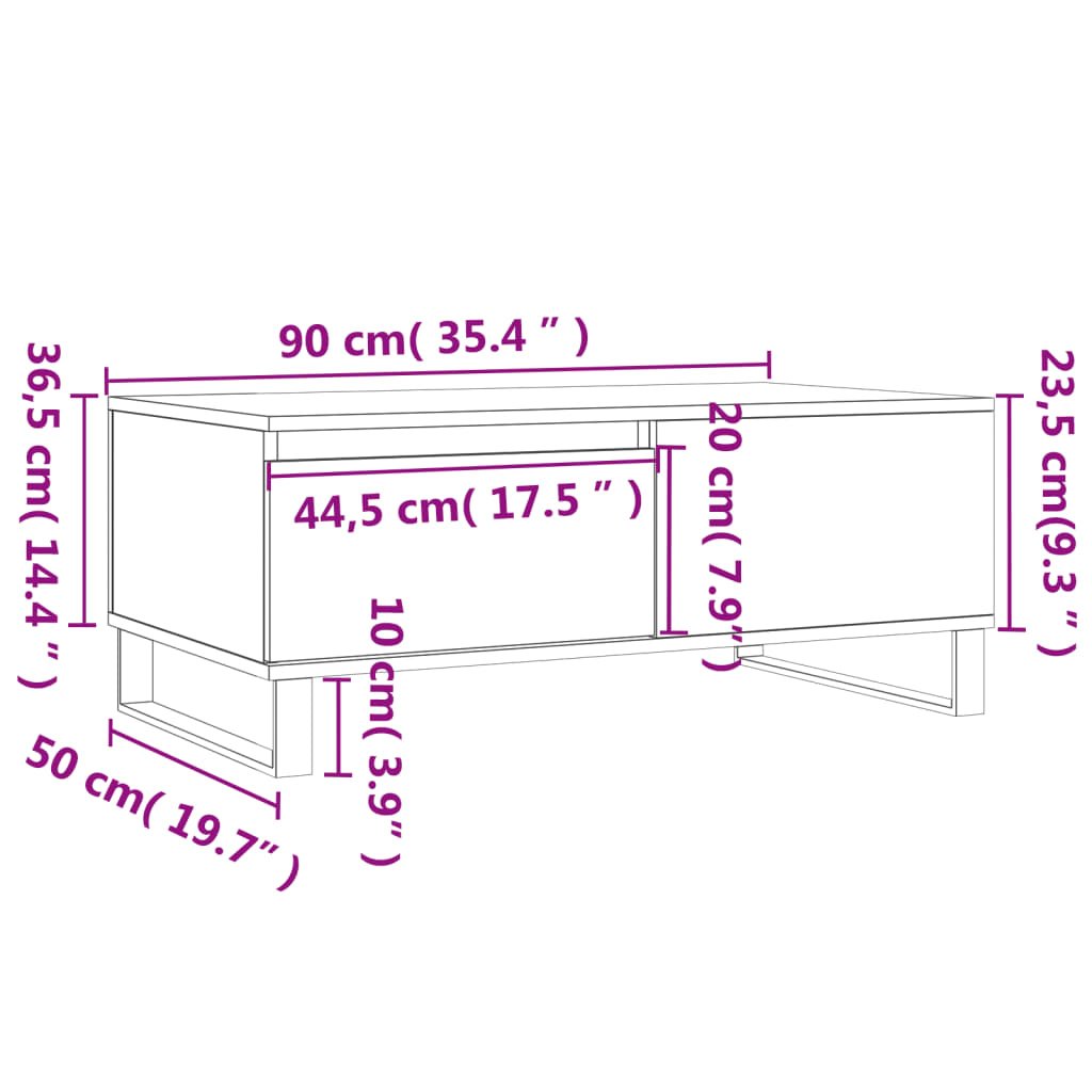 Măsuță de cafea, gri sonoma, 90x50x36,5 cm, lemn prelucrat GartenMobel Dekor