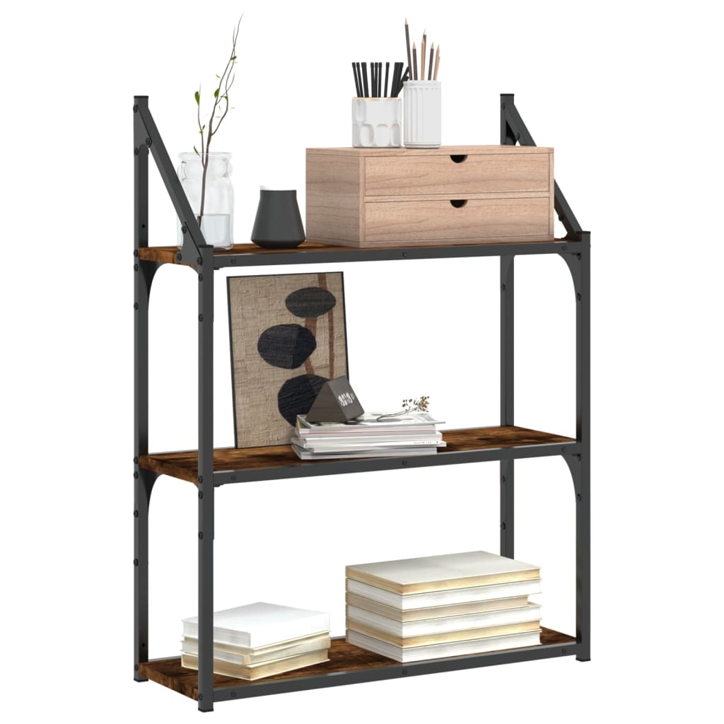 Raft cu 3 niveluri, stejar afumat, 60x21x78,5 cm lemn prelucrat GartenMobel Dekor