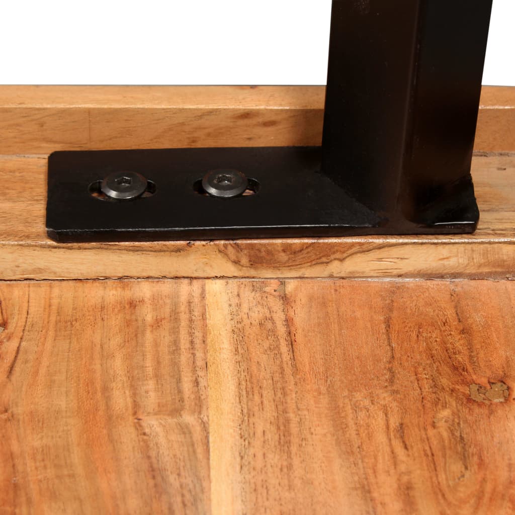 Set mobilier bar 3 piese lemn masiv de acacia & piele naturală GartenMobel Dekor