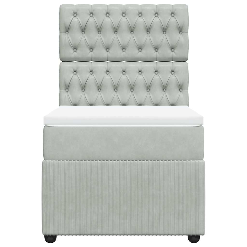 Pat continental cu saltea, gri deschis, 80x200 cm, catifea GartenMobel Dekor