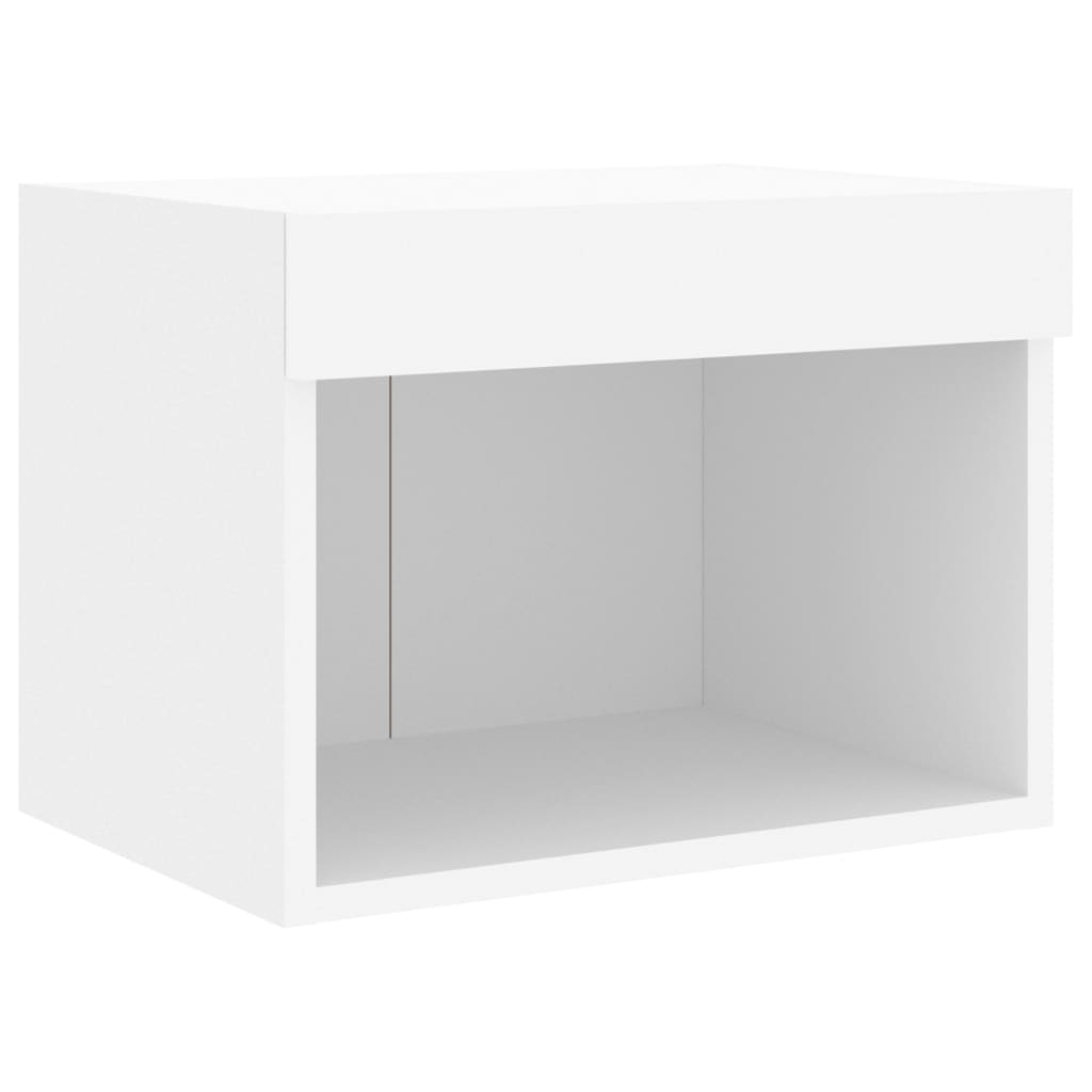 Set comode TV de perete, 7 piese, cu lumini LED, alb GartenMobel Dekor
