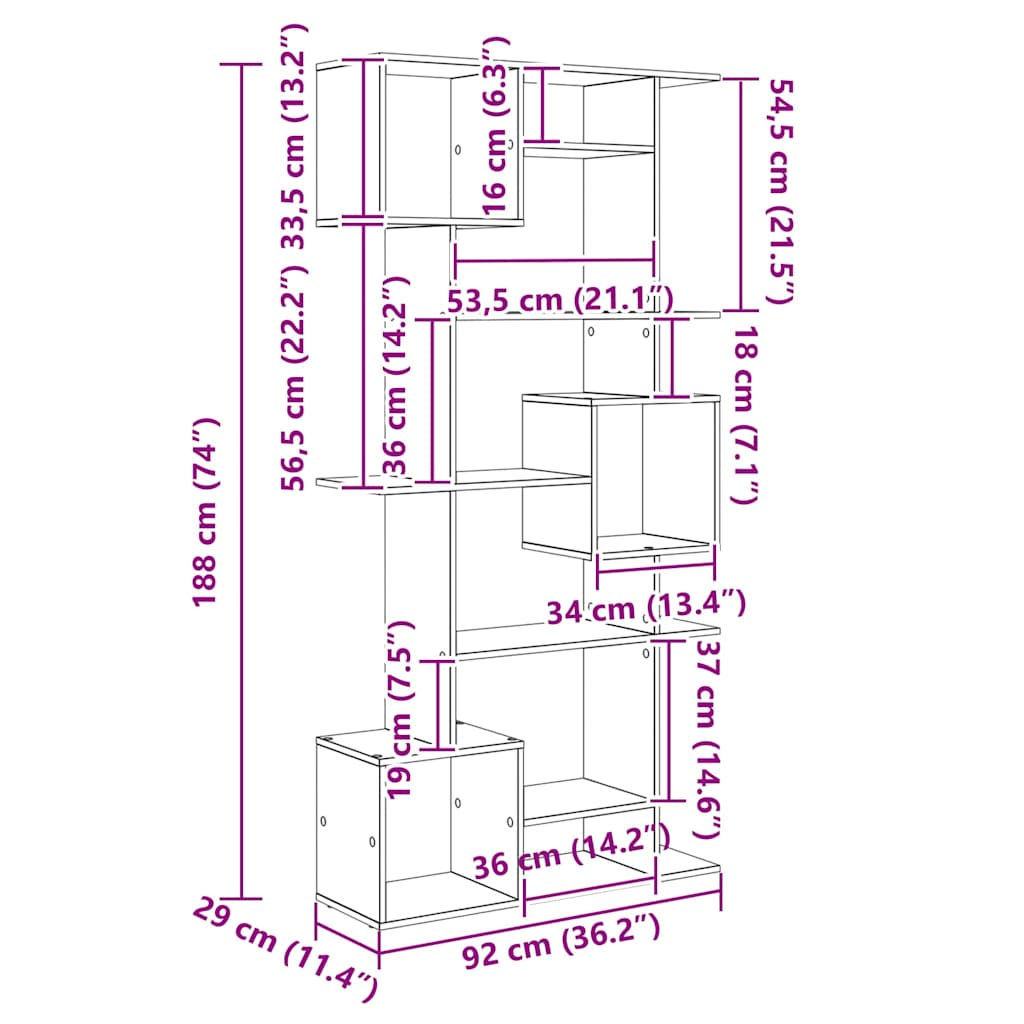Dulap pentru cărți Stejar negru 92 x 29 x 188 cm Lemn compozit GartenMobel Dekor
