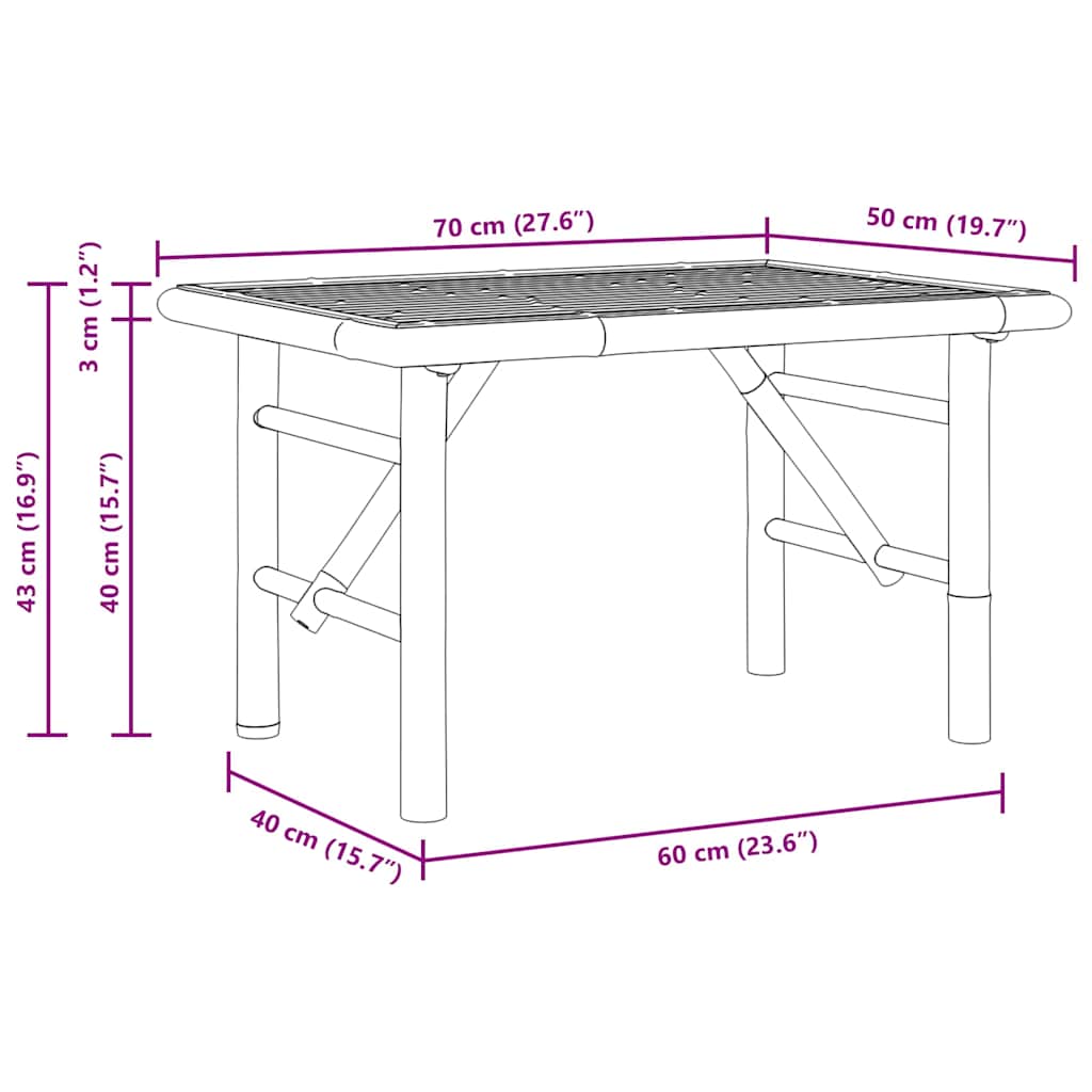 Masă de cafea Maro 70 x 40 x 36 cm Bambus GartenMobel Dekor