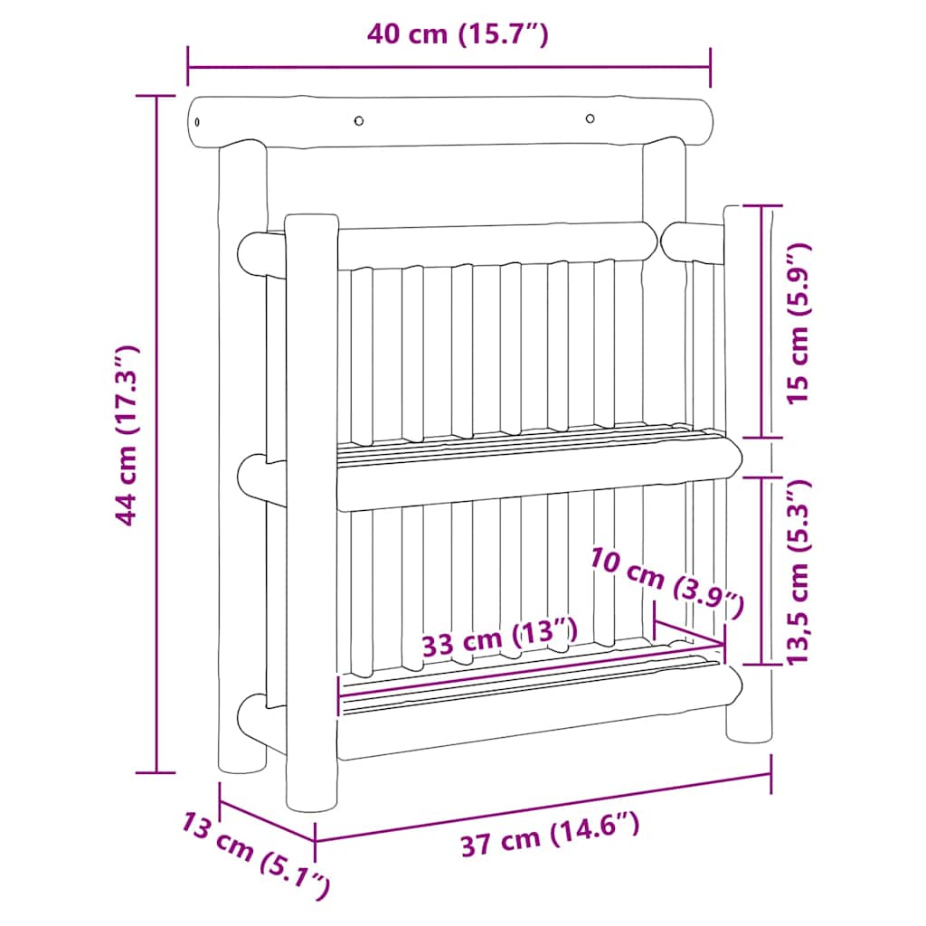 Raft de perete cu raft Maro 40 x 13 x 44 cm Bambus GartenMobel Dekor