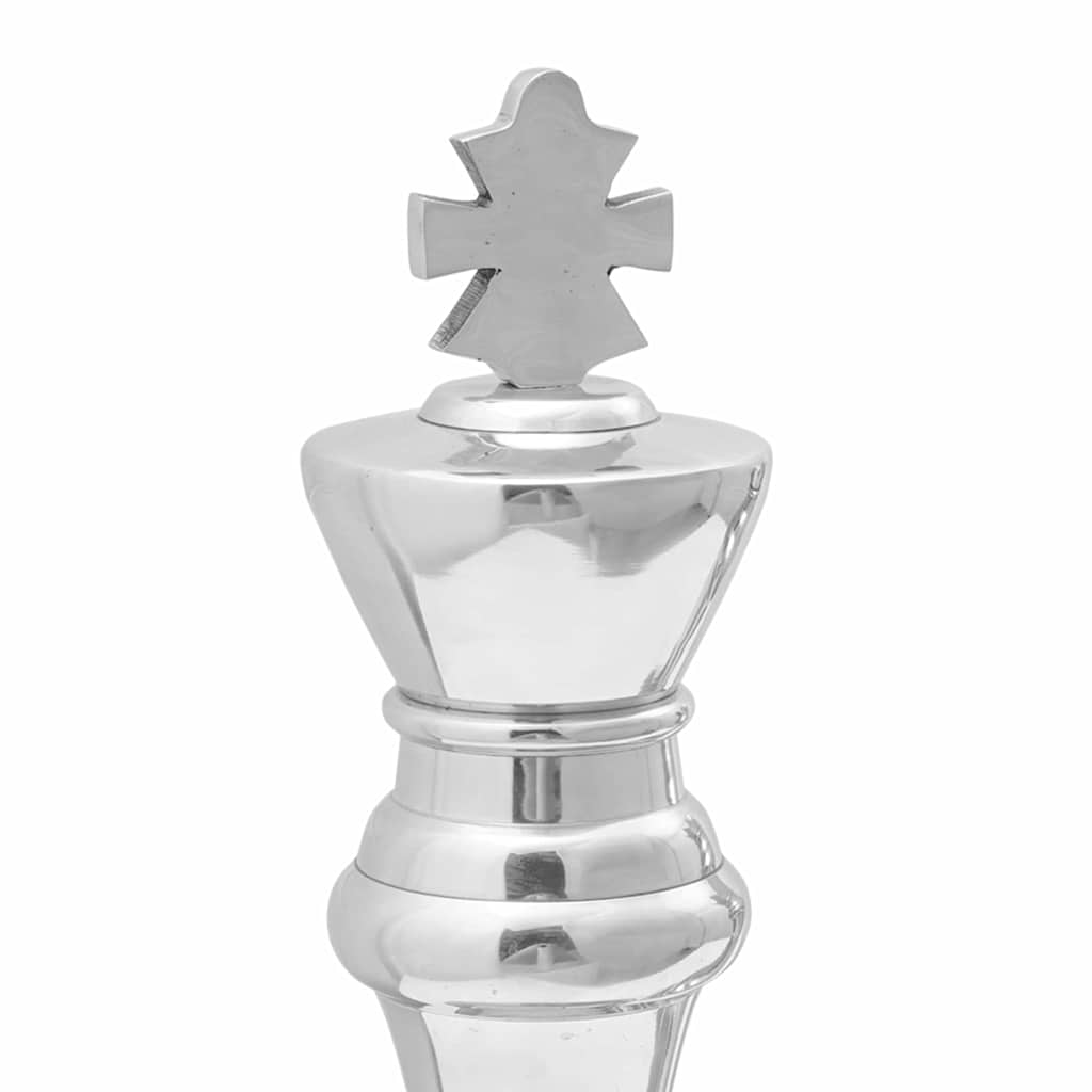 Sculpturi şah, 2 buc., argintiu, aluminiu GartenMobel Dekor