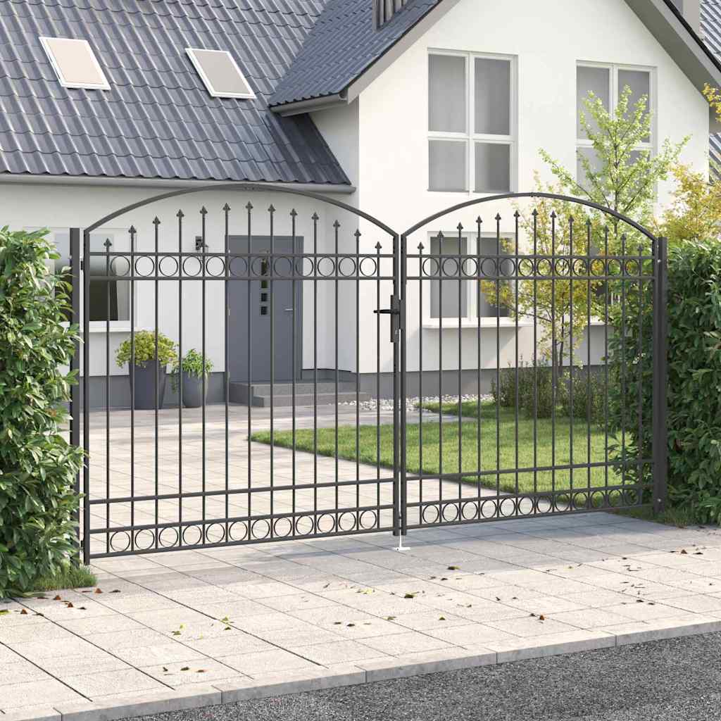 Poartă de Gard Altele Gri 400 x 200 cm Oțel GartenMobel Dekor