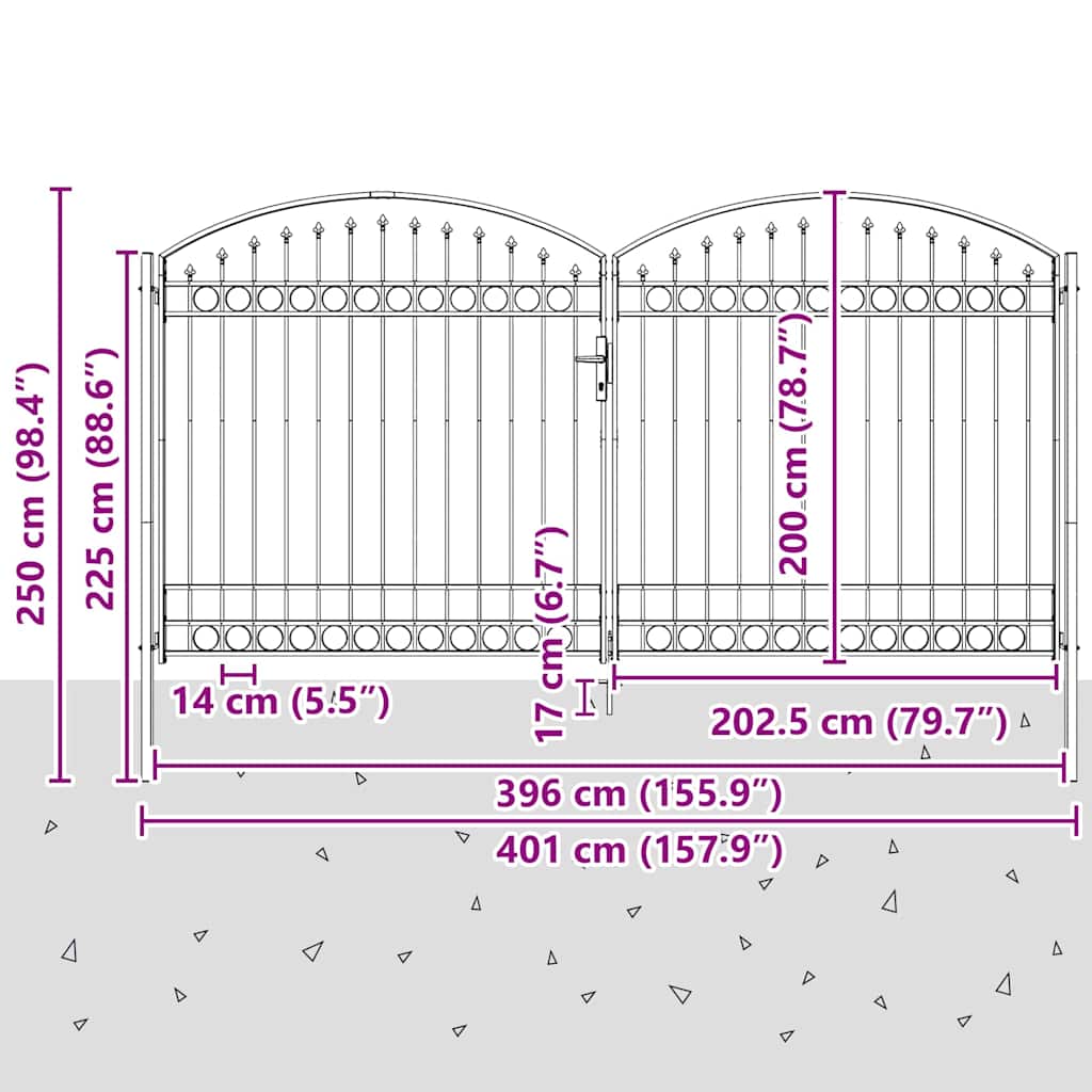 Poartă de Gard Altele Gri 400 x 200 cm Oțel GartenMobel Dekor