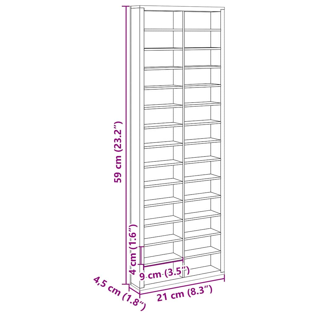 Caz pentru display Maro 21 x 4.5 x 59 cm Lemn compozit GartenMobel Dekor