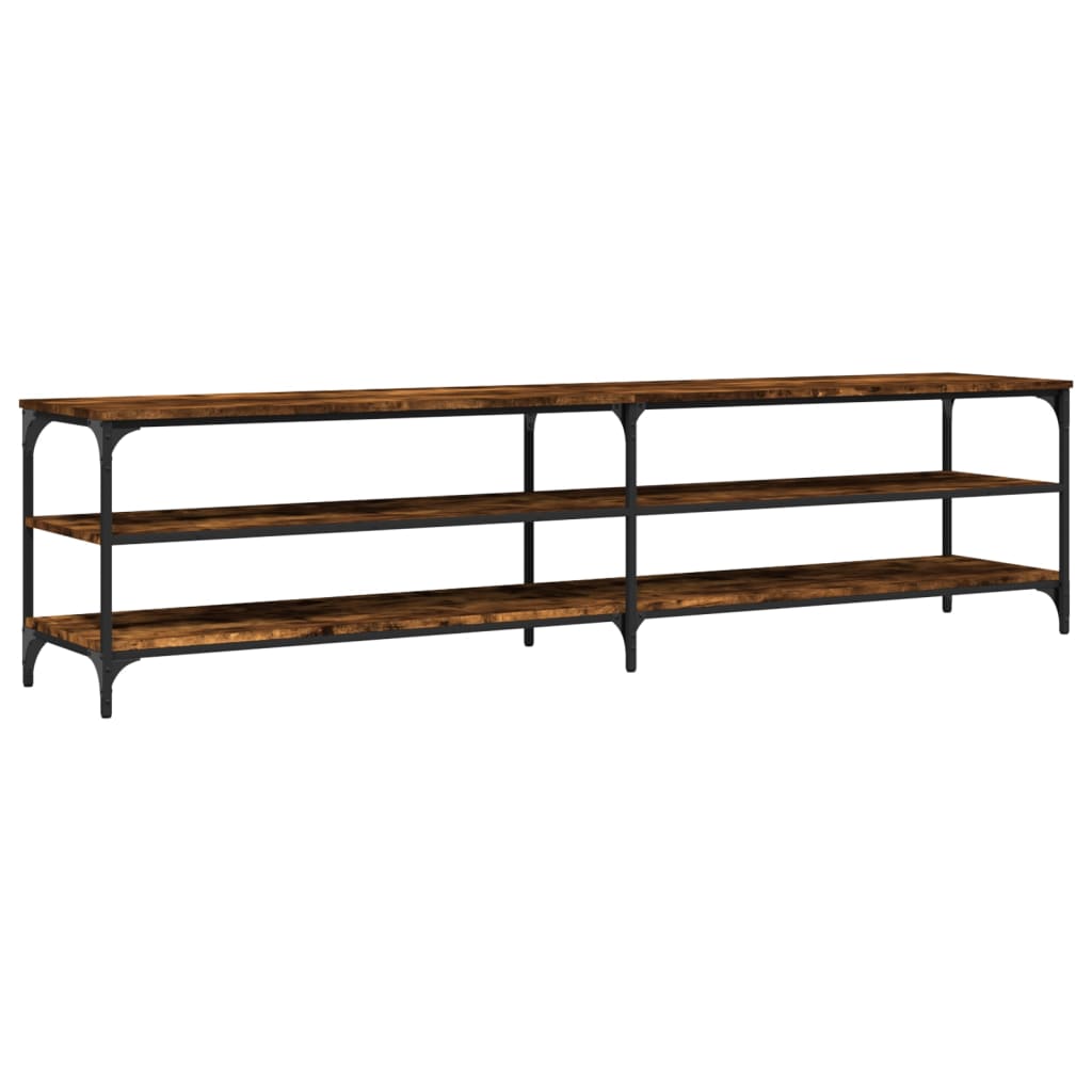 Comodă TV, stejar fumuriu, 200x30x50 cm lemn prelucrat și metal GartenMobel Dekor