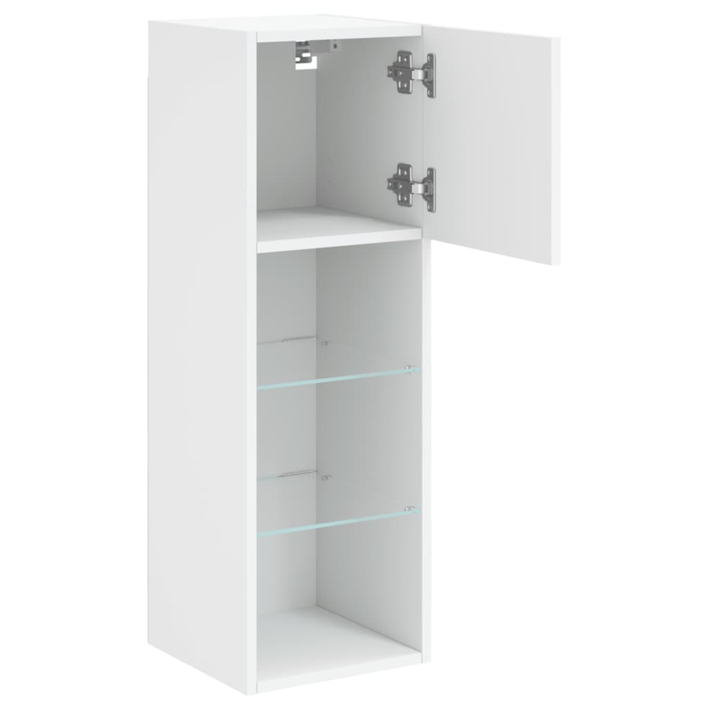 Comodă TV cu lumini LED, alb, 30,5x30x90 cm GartenMobel Dekor