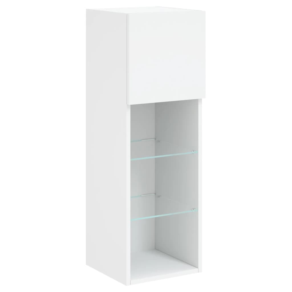 Comodă TV cu lumini LED, alb, 30,5x30x90 cm GartenMobel Dekor