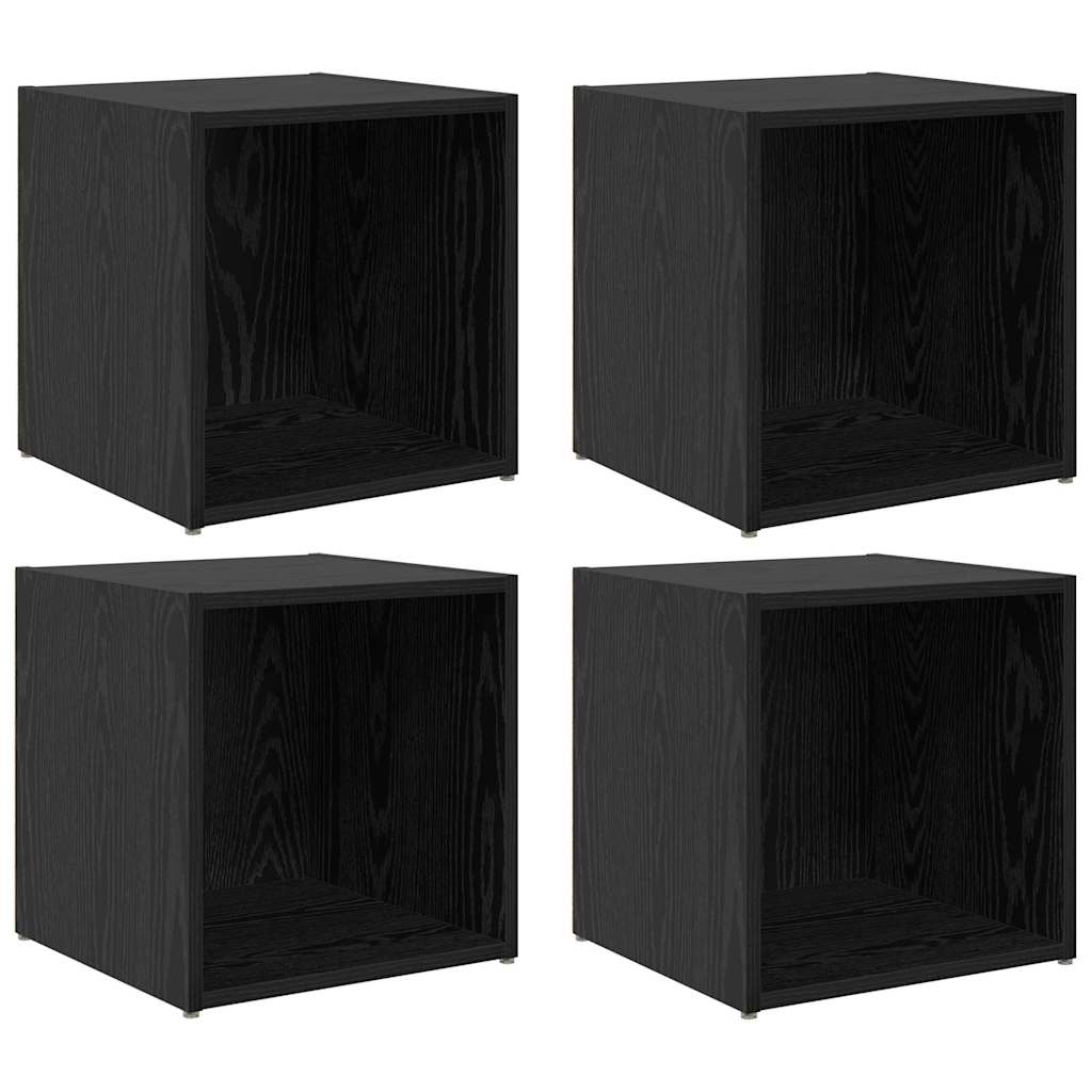 Cabinet TV 4 pcs Negru 37 x 35 x 37 cm Lemn compozit GartenMobel Dekor