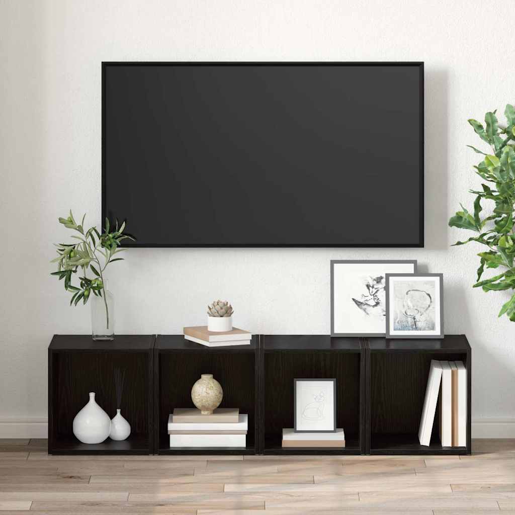 Cabinet TV 4 pcs Negru 37 x 35 x 37 cm Lemn compozit GartenMobel Dekor