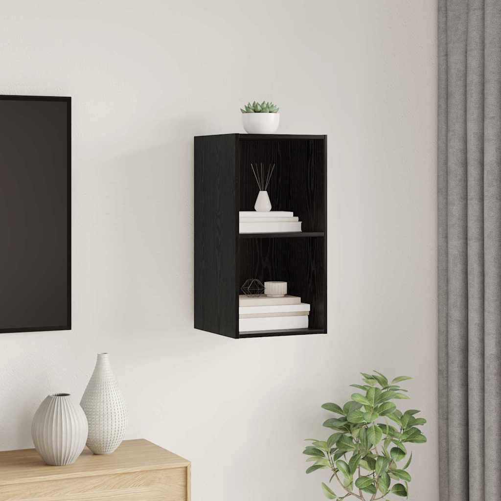 Dulap TV Pe perete Stejar negru 37 x 37 x 72 cm Lemn compozit GartenMobel Dekor