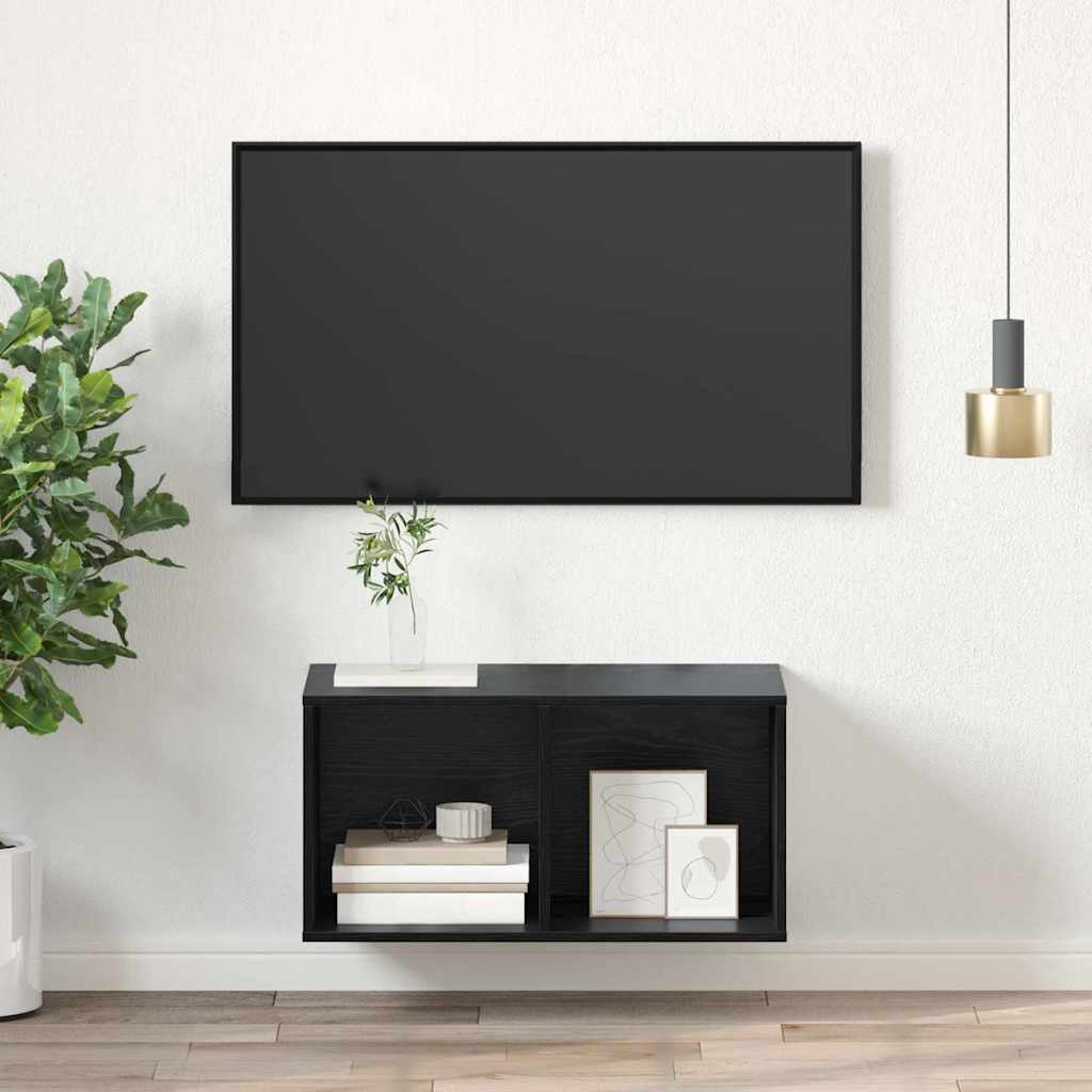 Dulap TV Pe perete Stejar negru 37 x 37 x 72 cm Lemn compozit GartenMobel Dekor