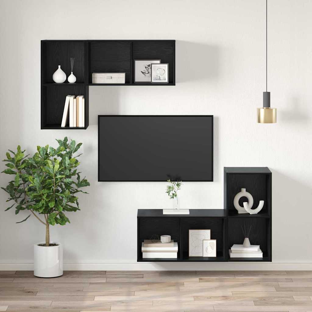 Dulap TV Pe perete Stejar negru 37 x 37 x 72 cm Lemn compozit GartenMobel Dekor