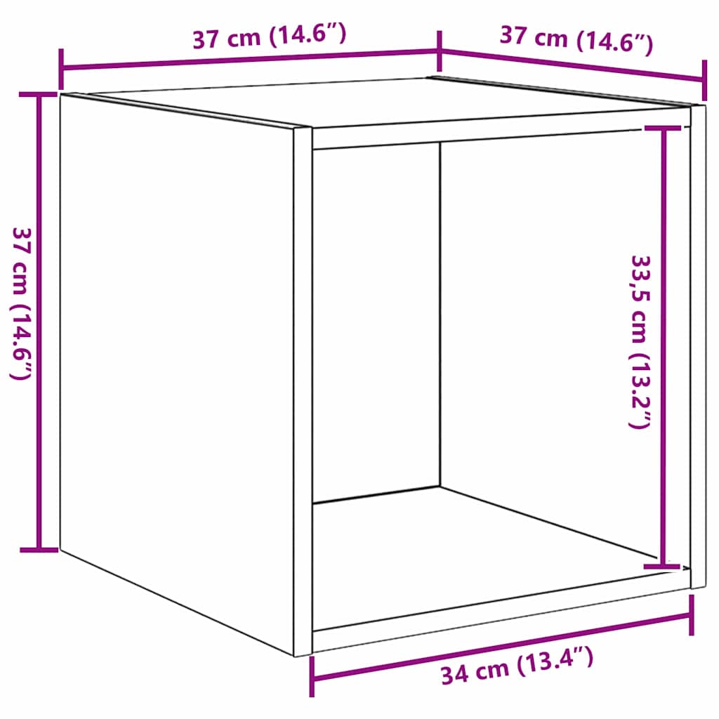 Dulap de perete cu raft 2 pcs Stejar Negru 37 x 37 x 37 cm GartenMobel Dekor
