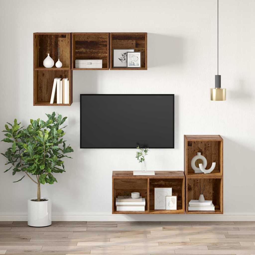 Dulap pentru TV Montat pe Perete Lemn vechi 37 x 37 x 72 cm GartenMobel Dekor