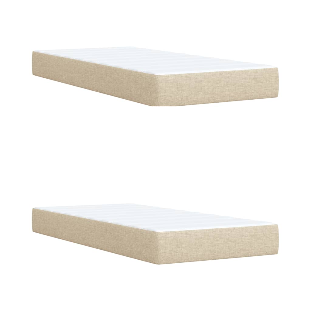 Pat box spring cu saltea, crem, 200x200 cm, textil GartenMobel Dekor