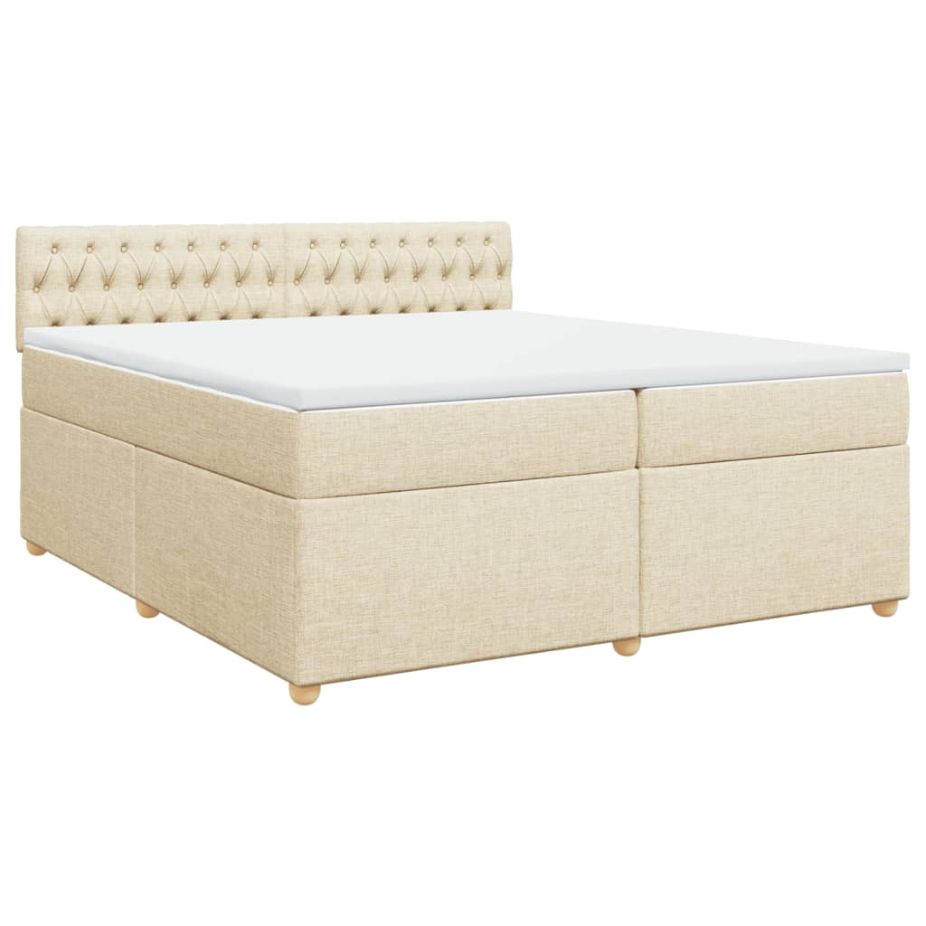 Pat box spring cu saltea, crem, 200x200 cm, textil GartenMobel Dekor