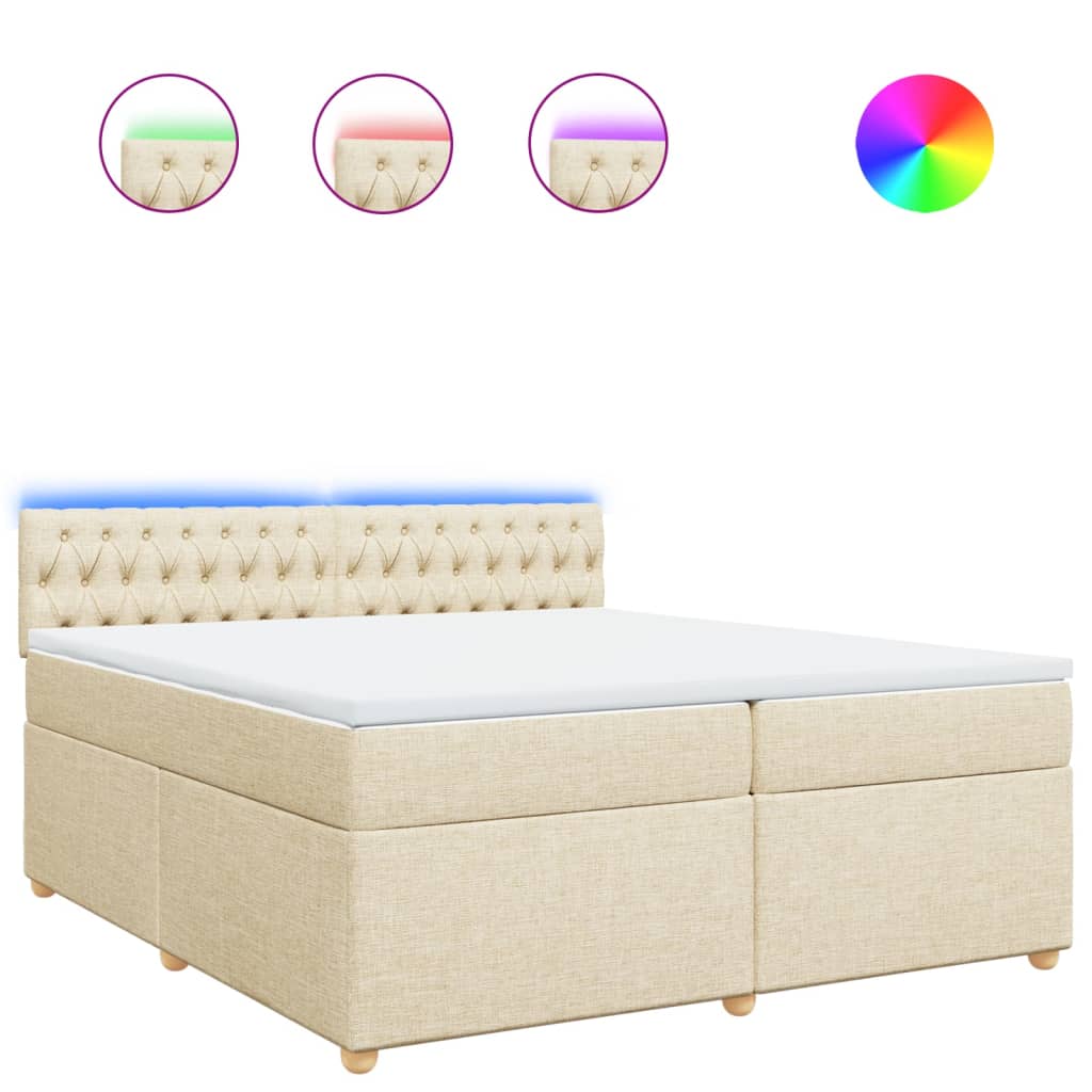 Pat box spring cu saltea, crem, 200x200 cm, textil GartenMobel Dekor