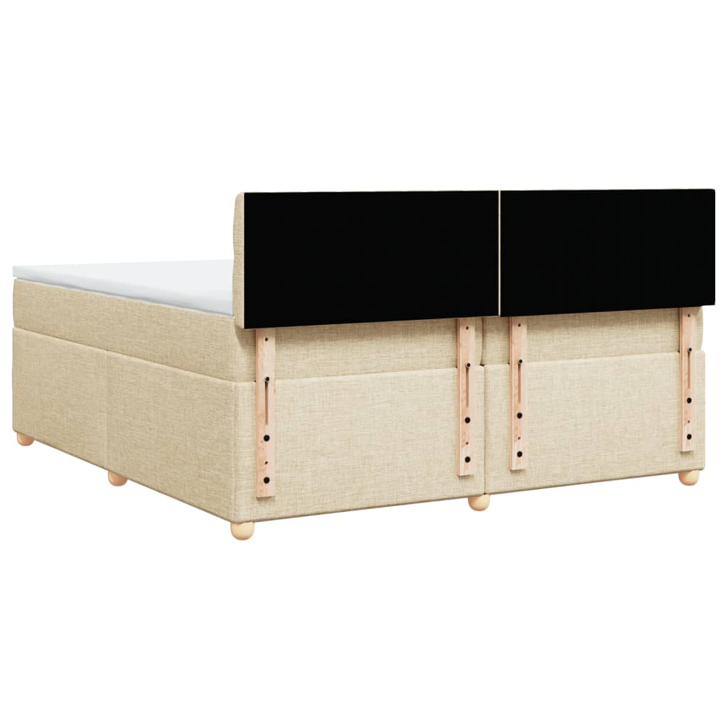 Pat box spring cu saltea, crem, 200x200 cm, textil GartenMobel Dekor