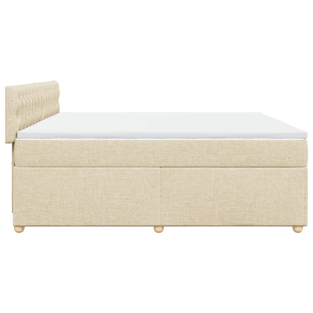 Pat box spring cu saltea, crem, 200x200 cm, textil GartenMobel Dekor