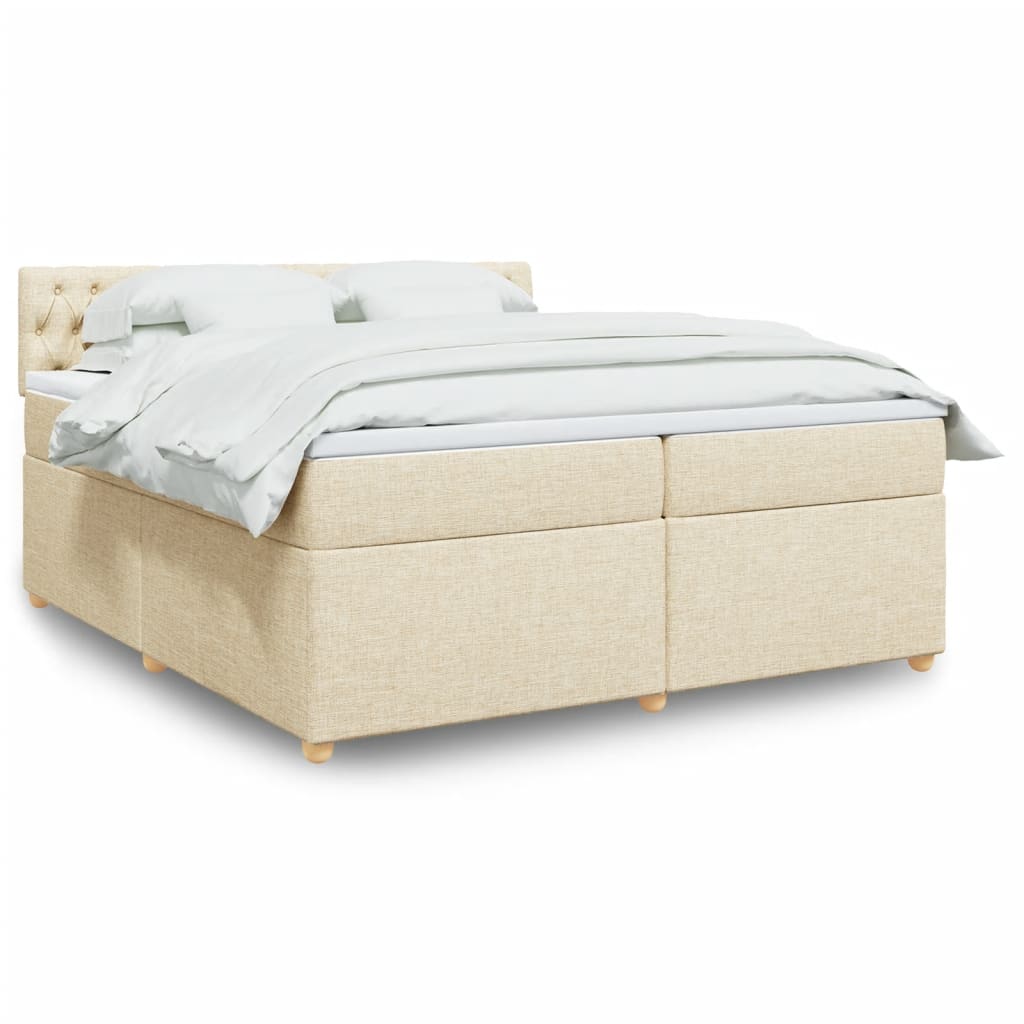 Pat box spring cu saltea, crem, 200x200 cm, textil GartenMobel Dekor