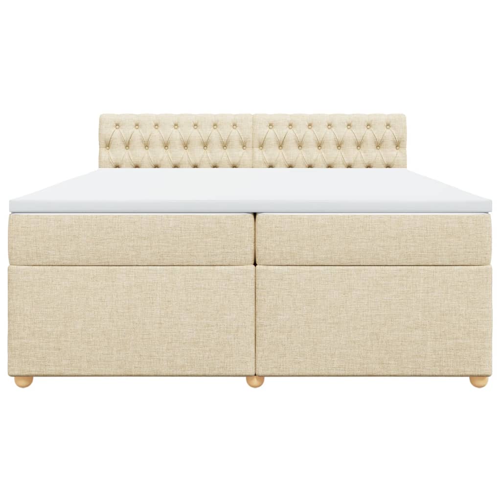 Pat box spring cu saltea, crem, 200x200 cm, textil GartenMobel Dekor