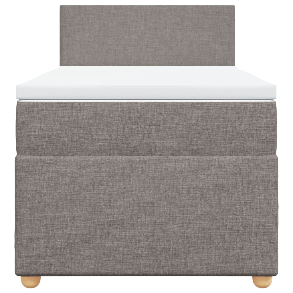 Pat box spring cu saltea, gri taupe, 100x200 cm, textil GartenMobel Dekor