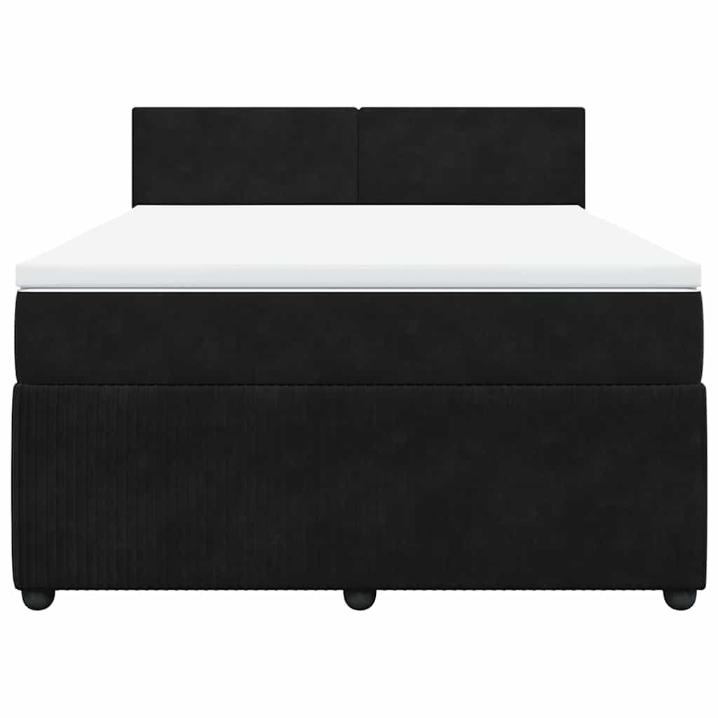 Pat box spring cu saltea, negru, 140x200 cm, catifea GartenMobel Dekor