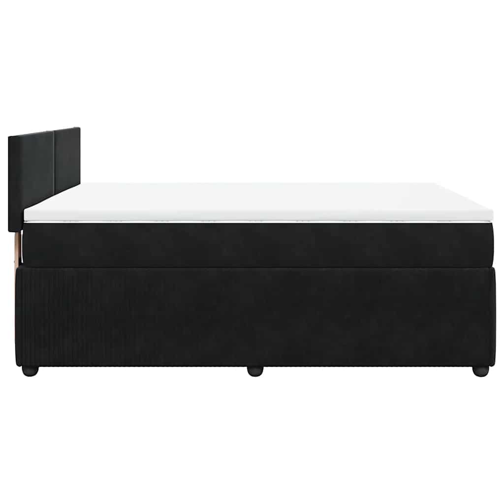 Pat box spring cu saltea, negru, 140x200 cm, catifea GartenMobel Dekor