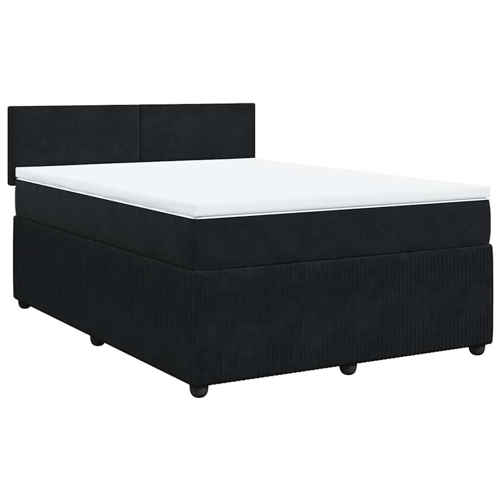Pat box spring cu saltea, negru, 140x200 cm, catifea GartenMobel Dekor