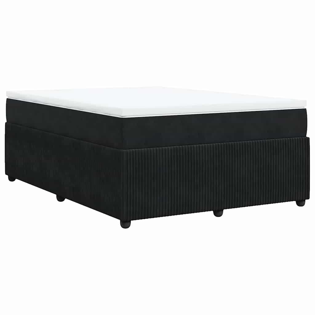 Pat box spring cu saltea, negru, 140x200 cm, catifea GartenMobel Dekor