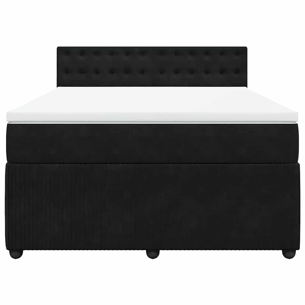 Pat box spring cu saltea, negru, 140x200 cm, catifea GartenMobel Dekor