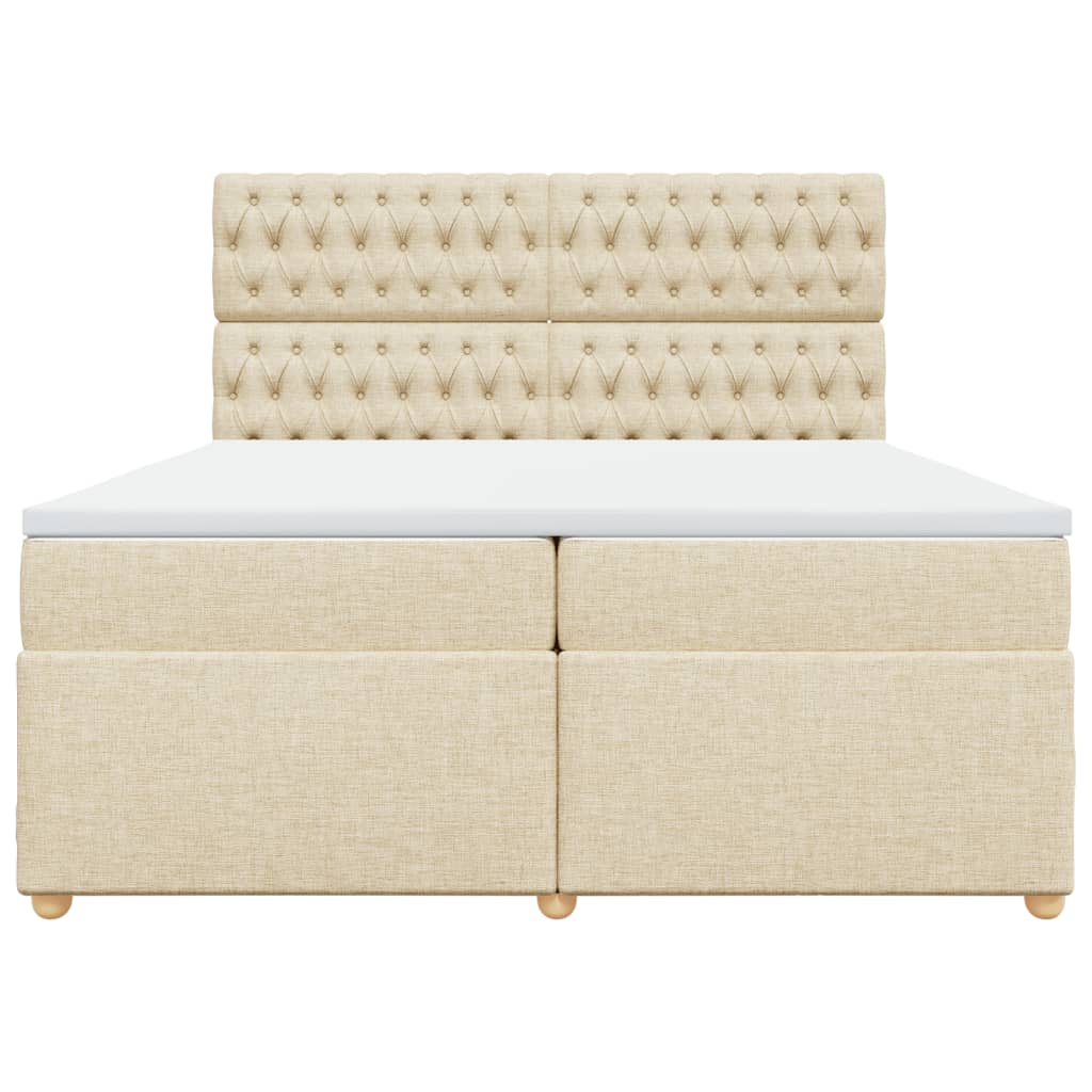Pat box spring cu saltea, crem, 200x200 cm, textil GartenMobel Dekor