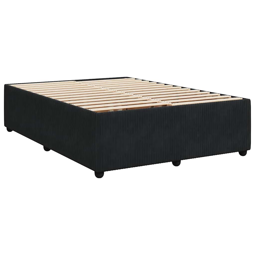 Pat box spring cu saltea, negru, 140x200 cm, catifea GartenMobel Dekor