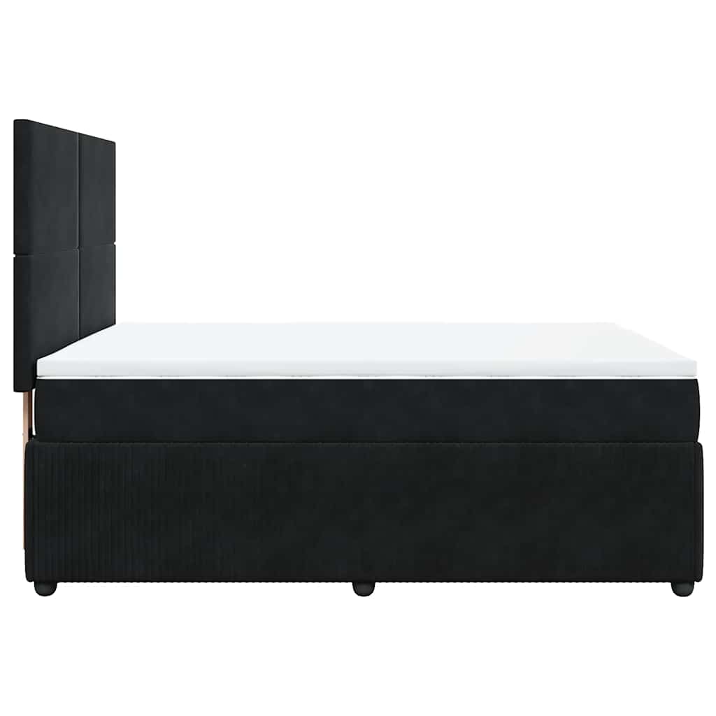 Pat box spring cu saltea, negru, 140x200 cm, catifea GartenMobel Dekor