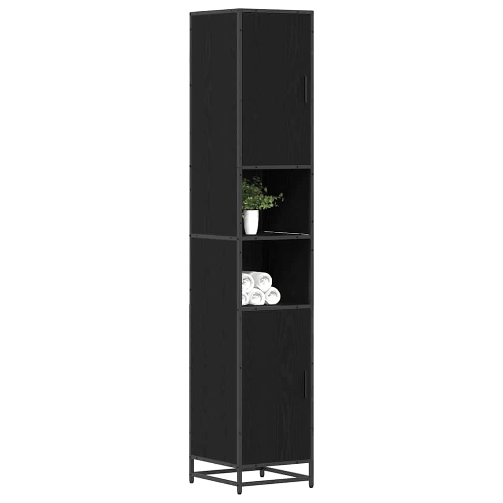 Dulap de Baie Stejar negru 35 x 37.5 x 188.5 cm Lemn compozit GartenMobel Dekor