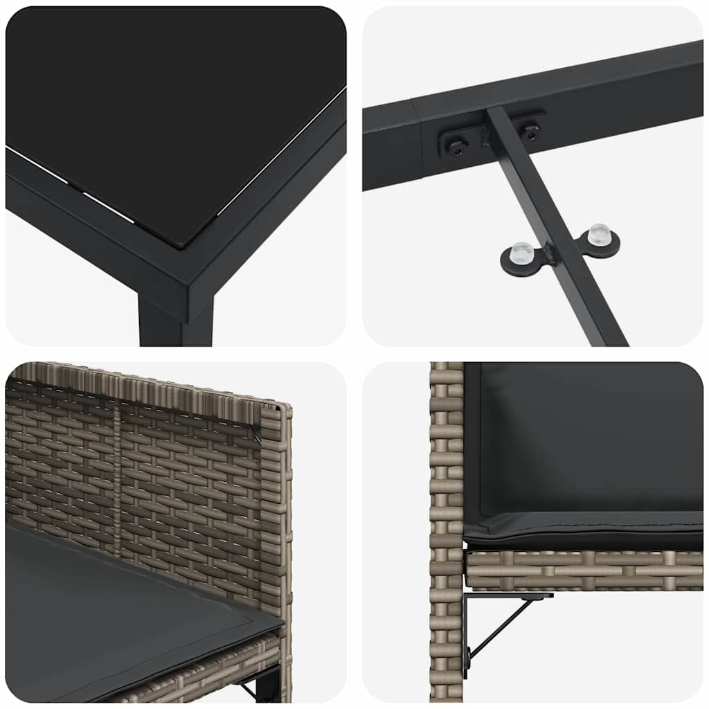 Set de masă pentru grădină 5 pcs Gri poliratan GartenMobel Dekor