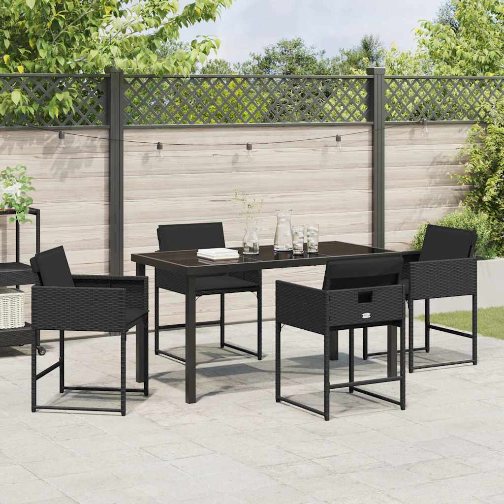 Set de masă pentru grădină 5 pcs Negru poliratan GartenMobel Dekor