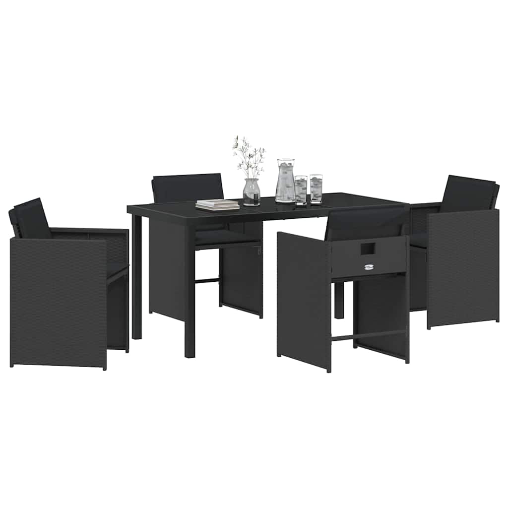Set de masă pentru grădină 5 pcs Negru poliratan GartenMobel Dekor