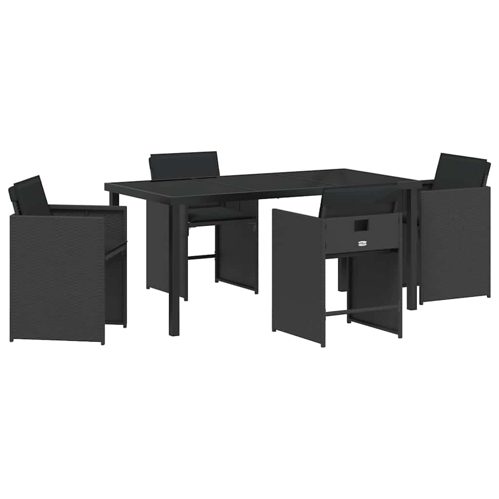 Set de masă pentru grădină 5 pcs Negru poliratan GartenMobel Dekor