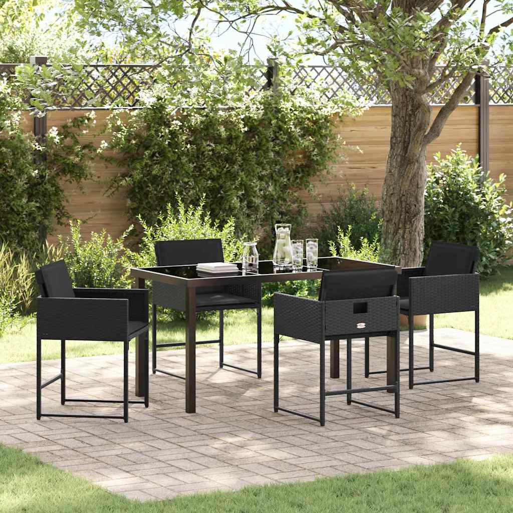 Set de masă pentru grădină 5 pcs Negru poliratan GartenMobel Dekor