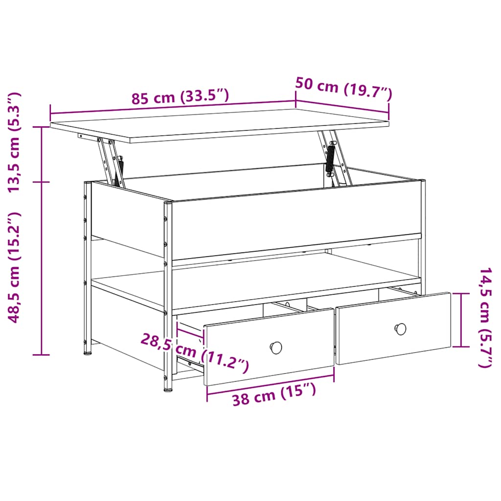 Măsuță de cafea stejar sonoma 85x50x50 cm lemn prelucrat/metal GartenMobel Dekor