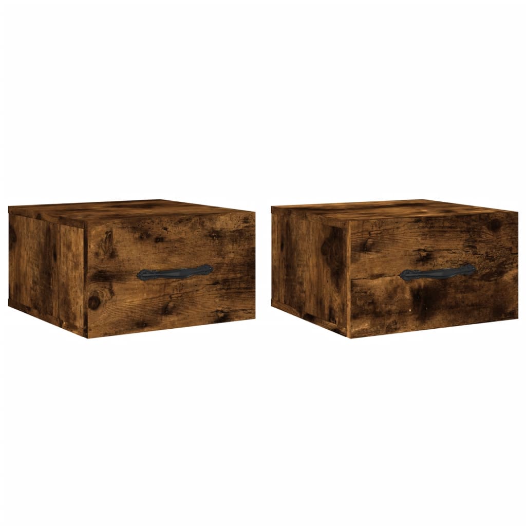 Noptiere de perete, 2 buc., stejar afumat, 35x35x20 cm GartenMobel Dekor