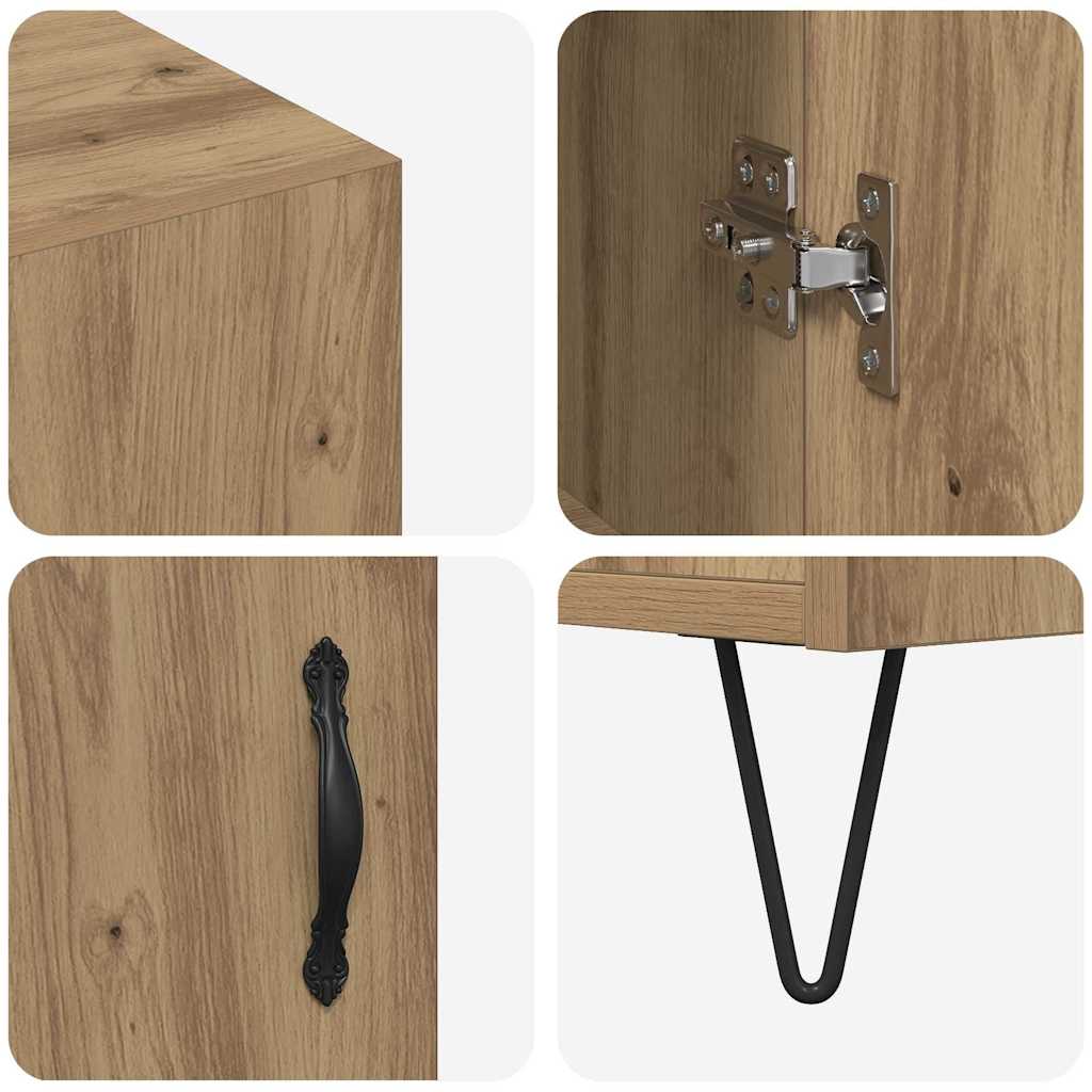 Bufet stejar artizanal 90 x 34 x 80 cm Lemn compozit GartenMobel Dekor